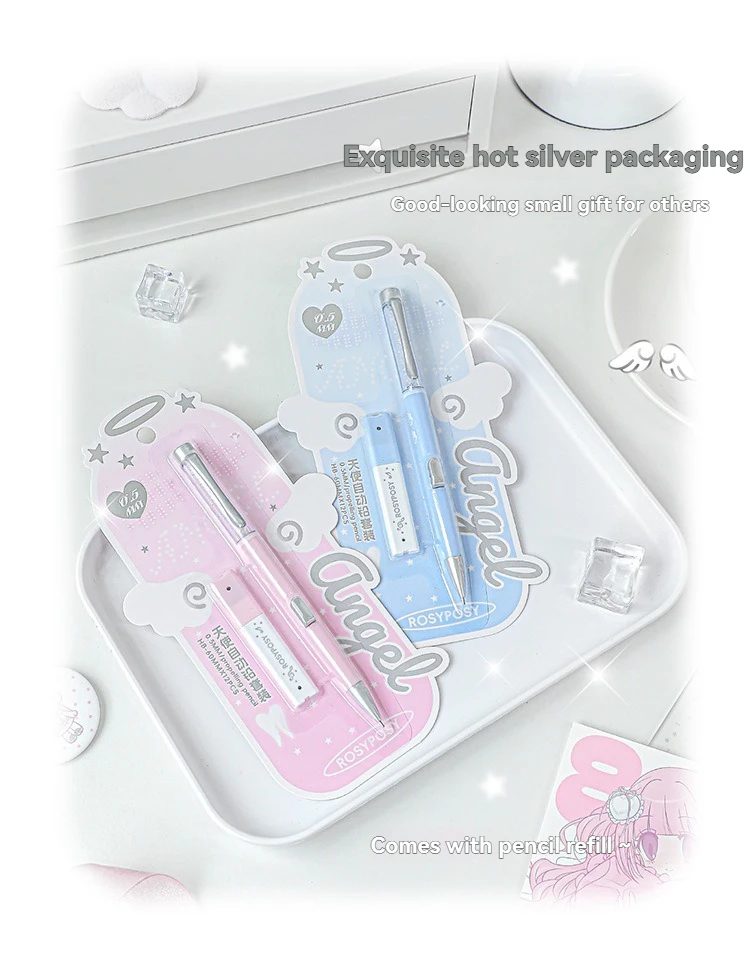 1PC Engel Automatische Mine Set Hohe Schönheit Stil Grundschüler Blei Core Set Student Spezifischen Bleistift – Detail 5