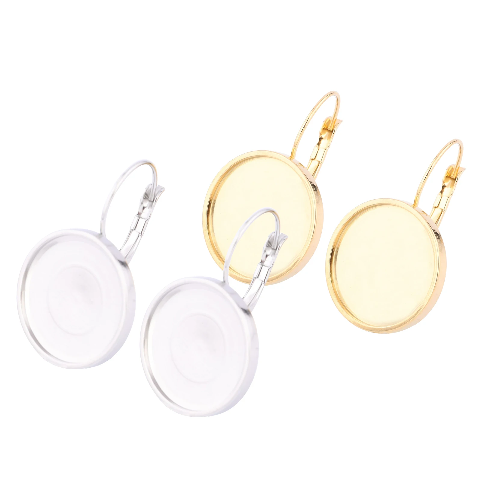 

10pcs Leverback Earring Base Blanks Stainless Steel Gold Plated Fit 18mm Cabochon Earrings Bezel Settings Diy Jewelry Findings