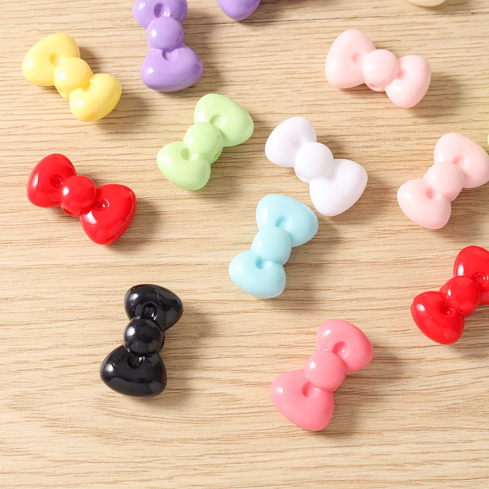 10 Stück 26x15mm bunte Acryl-Schleifen-Perlen, lose Spacer-Charms für Schmuckherstellung, DIY-Armbänder, Halsketten, Bastelbedarf – Detail 6