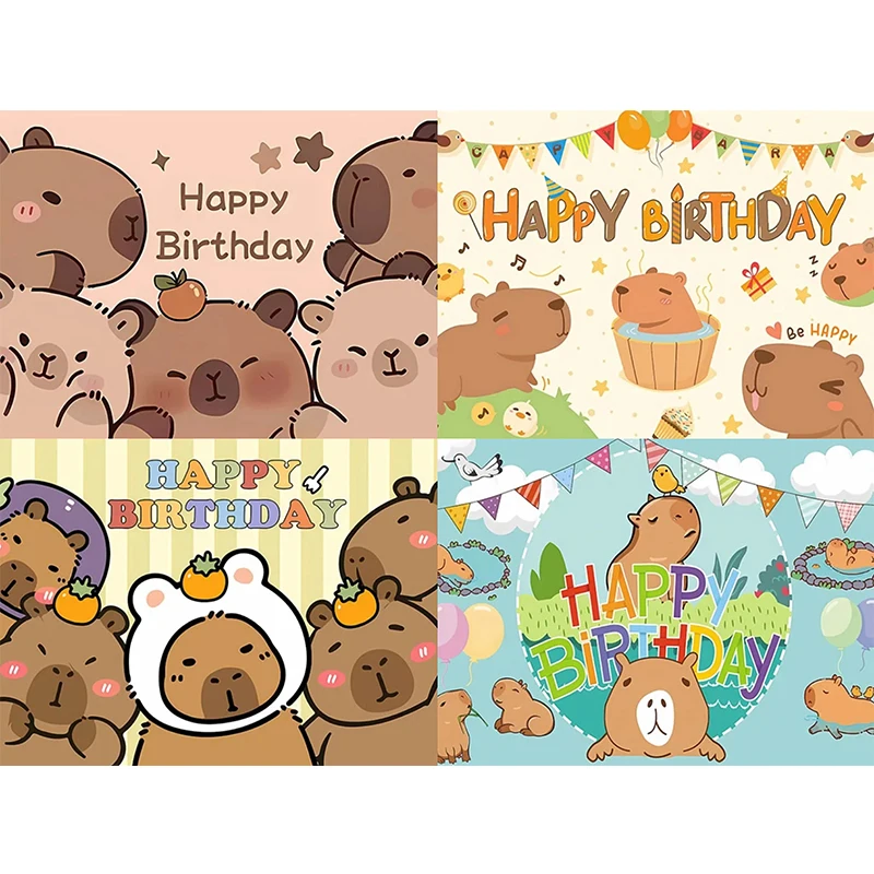 

Capybara Birthday Banner Backdrop Party Wall Decoration for Indoor Outdoor Events Celebration Birthdays Party Background Cloth
