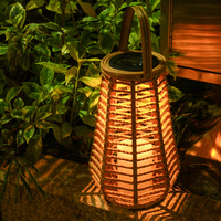 Outdoor Solar Lantern IP44 Waterproof Solar Hanging Lantern Light Outside Big Rattan Solar Light for Yard Garden Home Decoration