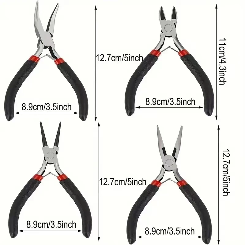 6-Piece Premium Jewelry Pliers Set - Expert-Grade Tools for Crafting with Flat, Round, Needle, Curved, and Diagonal Nose Pliers