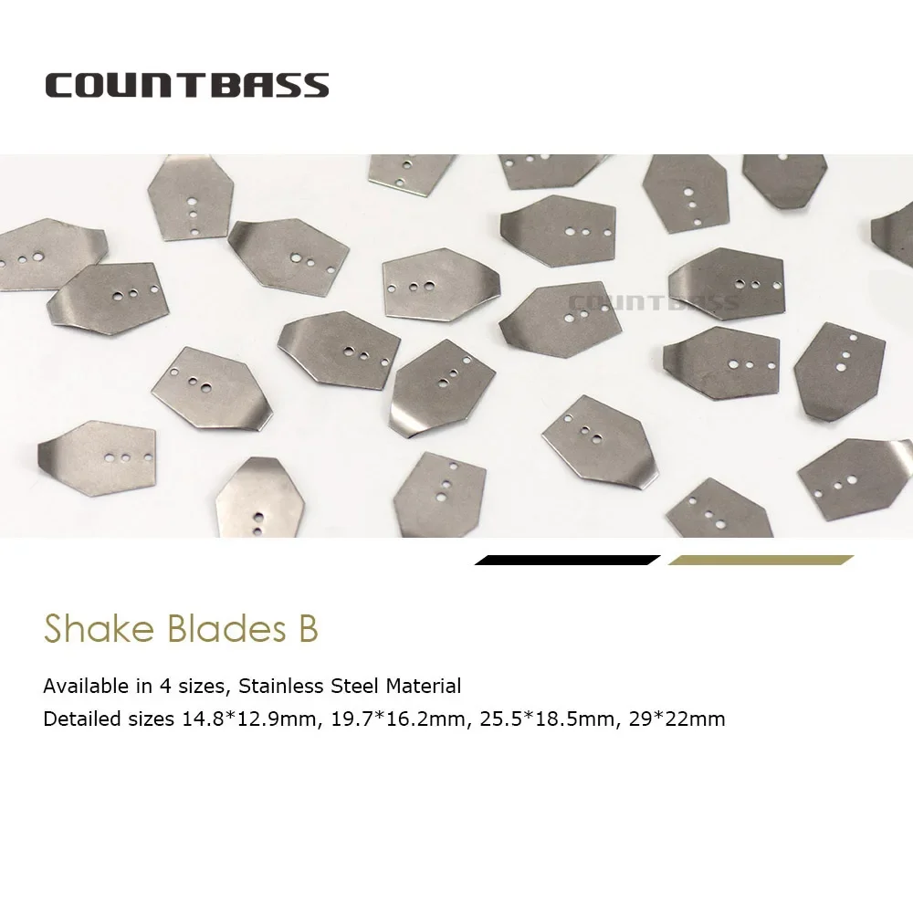 COUNTBASS 50pcs Stainless Steel/Black/Gold Swim Jig Blades, Chatterbait Blades, Shakee Blades,Swim Jig Dancer