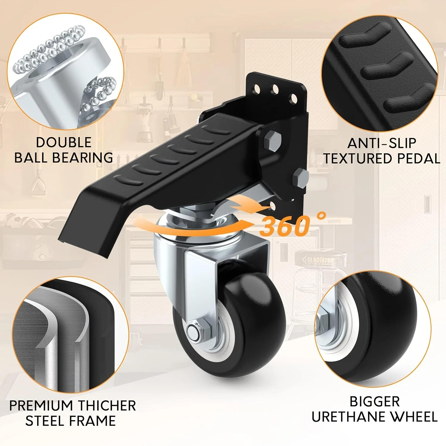 مجموعة 165 رطل 2.5 بوصة مكونة من 4 عجلات منضدة قابلة للسحب مثبتة على الجانب 360 درجة ° دوارة للطاولات والمعدات #5