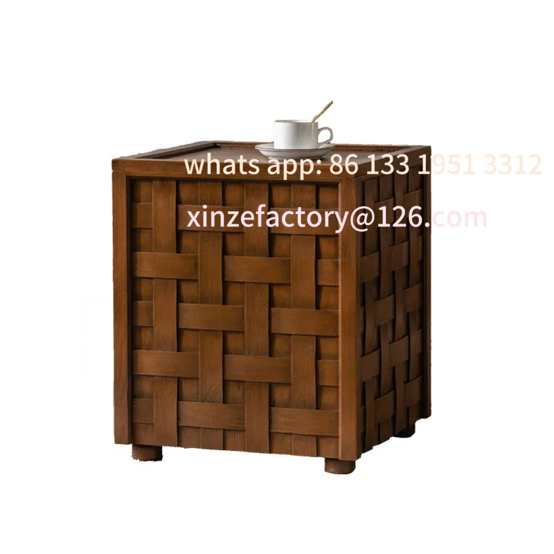 

New Chinese-style creative arrangement of coffee table small household sofa side can store corner table balcony decorative