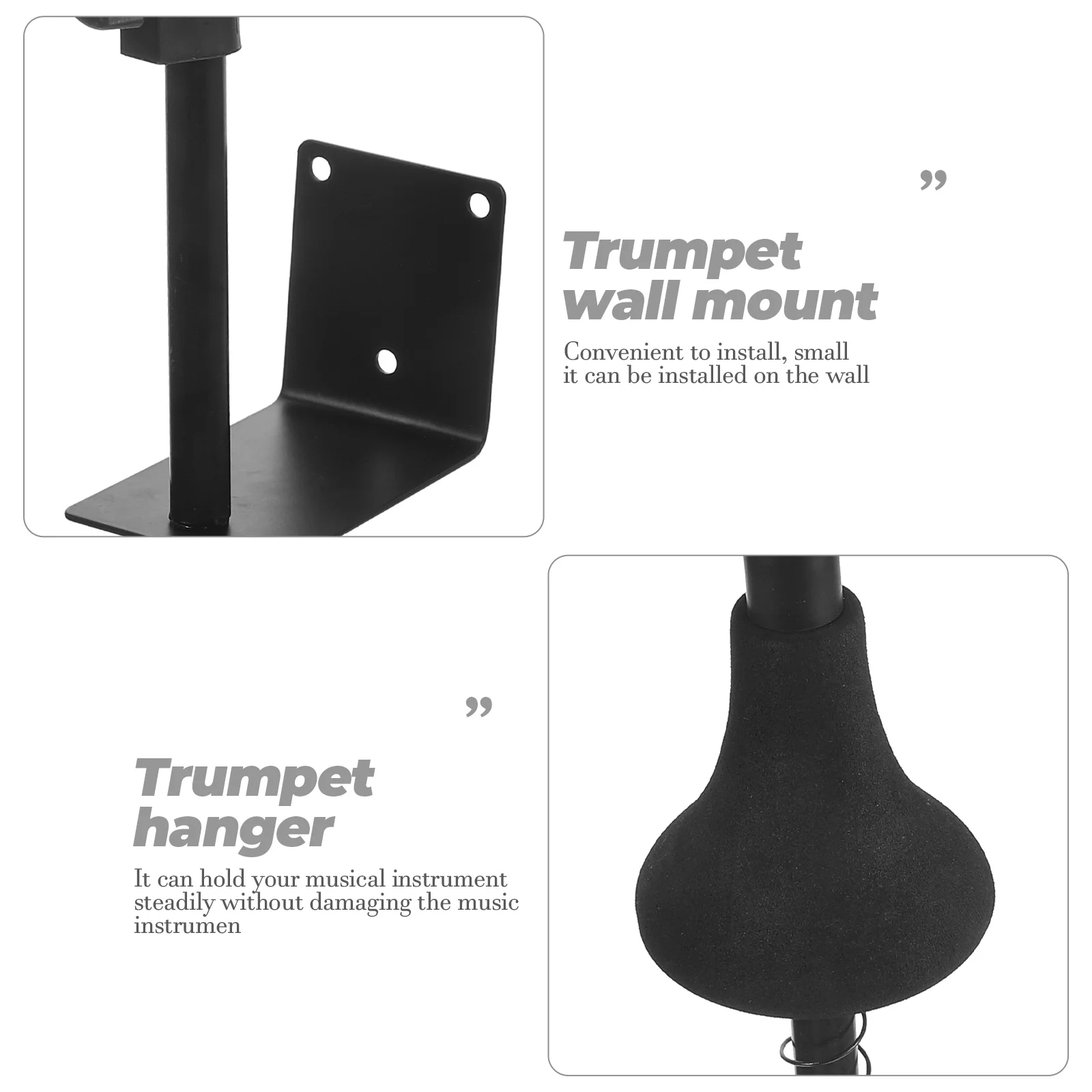 

Small Trumpet Hanger Wall Mount Rack Holder Storage Stand Instrument Hook Decorative Practical Professional Musical