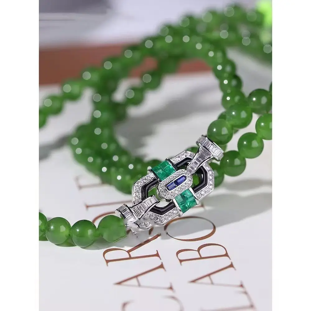 1pieces green  zircon clasp hook necklace connector unique style