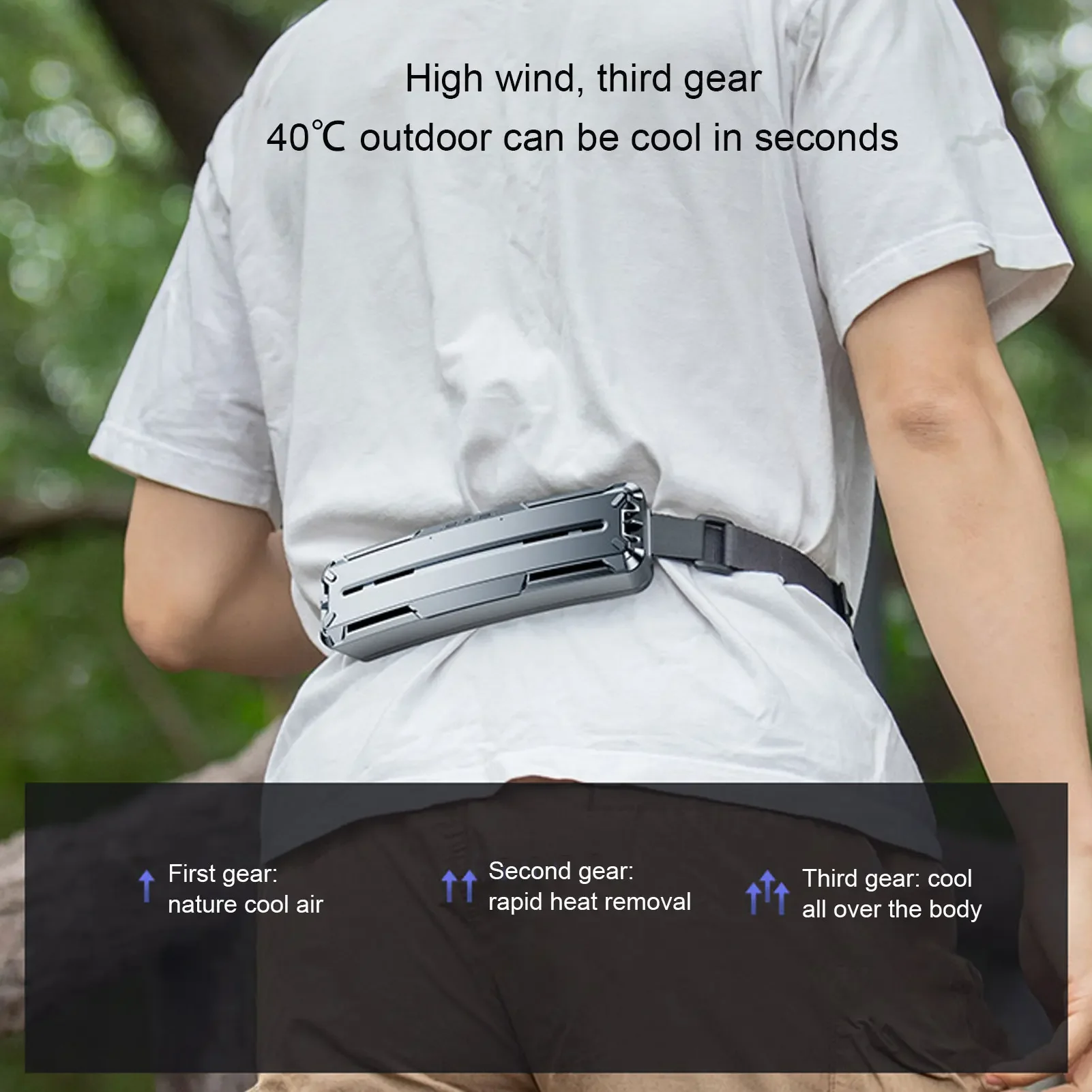 Multifunctional Wearable Belt Waist Fan 3‑Speed Adjustable Cooling Fan Wide‑Angle Air Output Portable Cooling Device for Outdoor