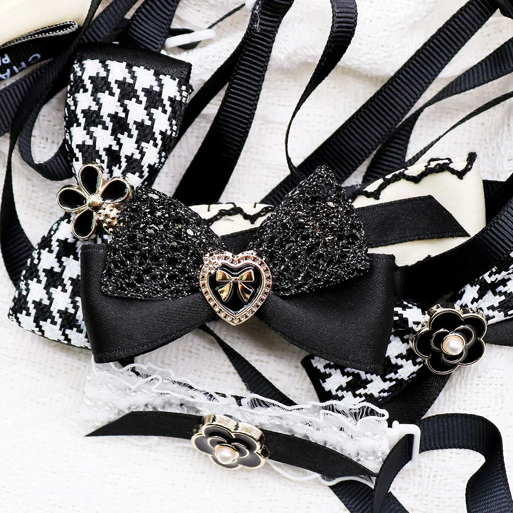 10PCS Black Style Dog Bow Ties Collars Adjustable Puppy Bowties Pet Cat Necklaces Luxury Pet Grooming Accessories For Dogs