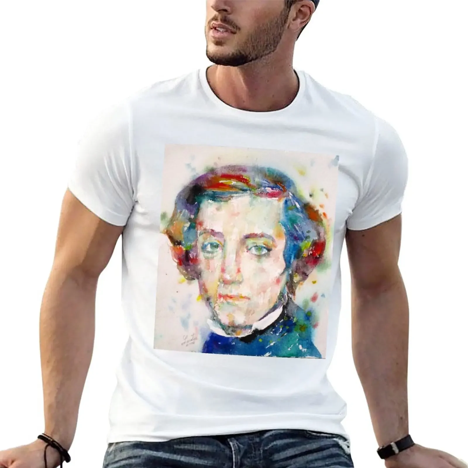 New ALEXIS DE TOCQUEVILLE - watercolor portrait T-Shirt quick-drying t-shirt shirts graphic tees plain black t shirts men