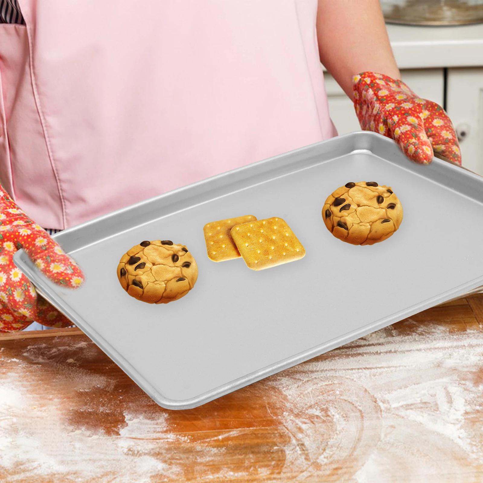 

Aluminum Alloy Baking Tray 450x330x25mm Rectangular Sheet Pan for Cake Bread Roasting Easy Clean Compact Size Oven Safe