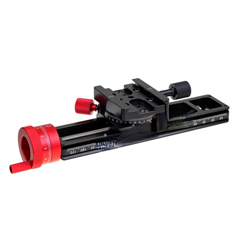 Aluminum Alloy Double Precision Stacked Photography Slide Micrometer Head Micro Trimming Guide 180MM Macro Focusing Rail Slider