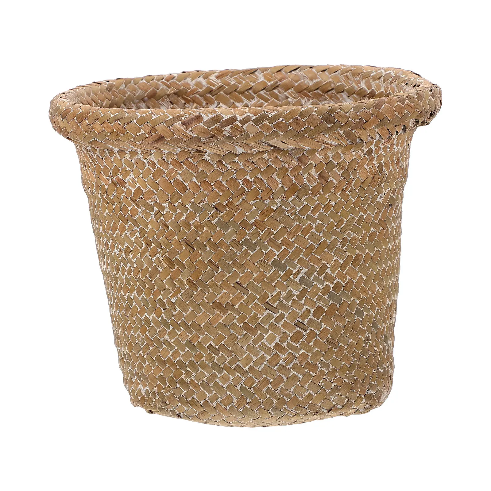 1Pcs Rustic Woven Flower Basket Decorative Household Wastepaper Basket Snack Storage Container Multifunctional Sundries