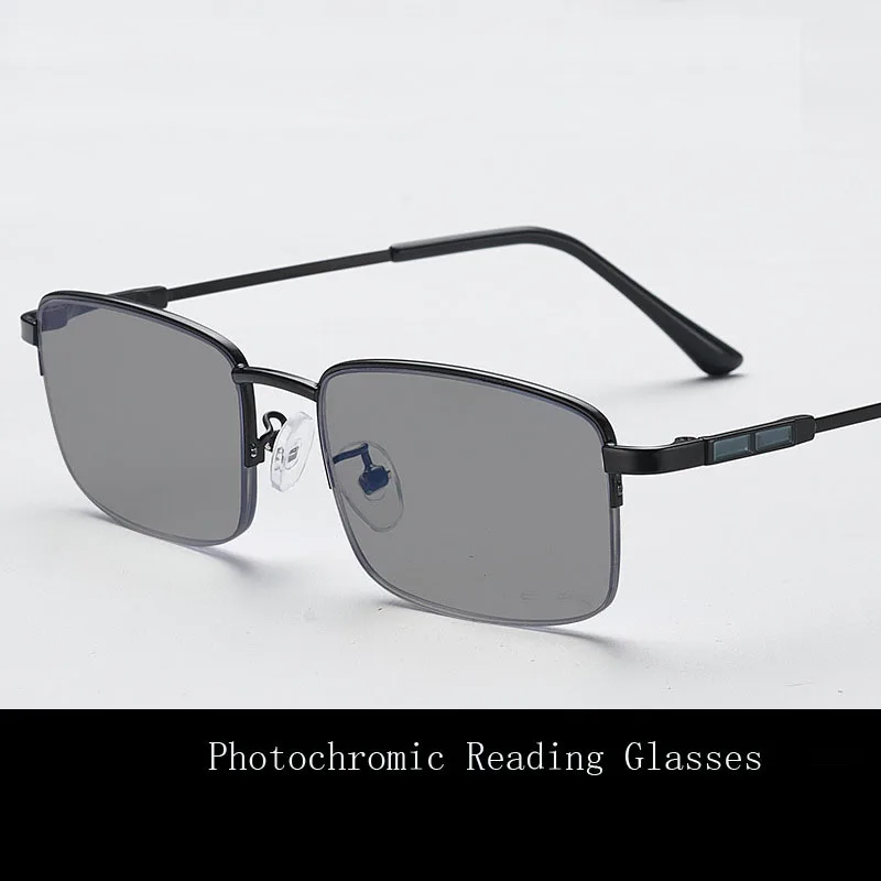 

New Memory Titanium Photochromic Reading Glasses Men Anti-Blue Ray Full frame Resin Lenses Hyperopia Eyeglasses +1.0 To +4.0