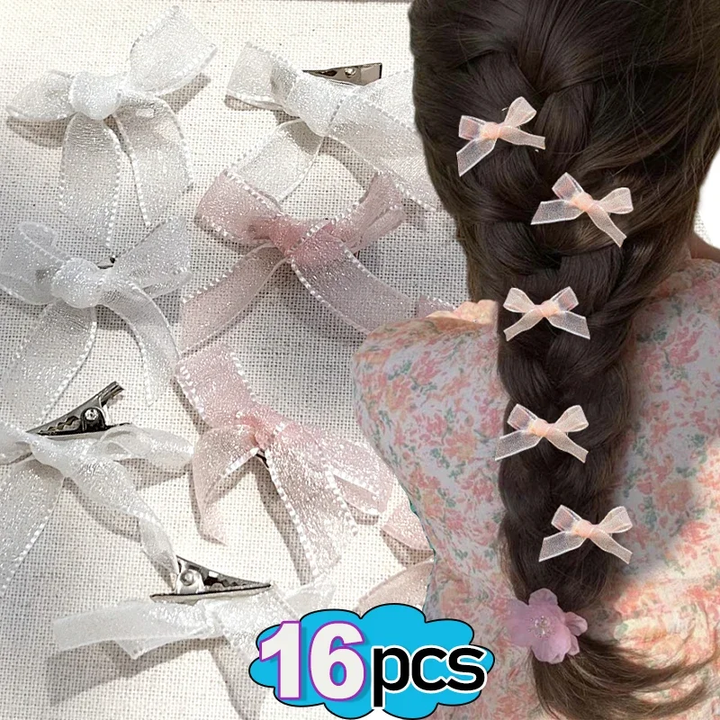 Korean Sweet Lace Bowknot Hair Clip Lolita Cute Puff Girl Small Barrettes Women Ballet Style Bobby Pins Trend Headwear Clips