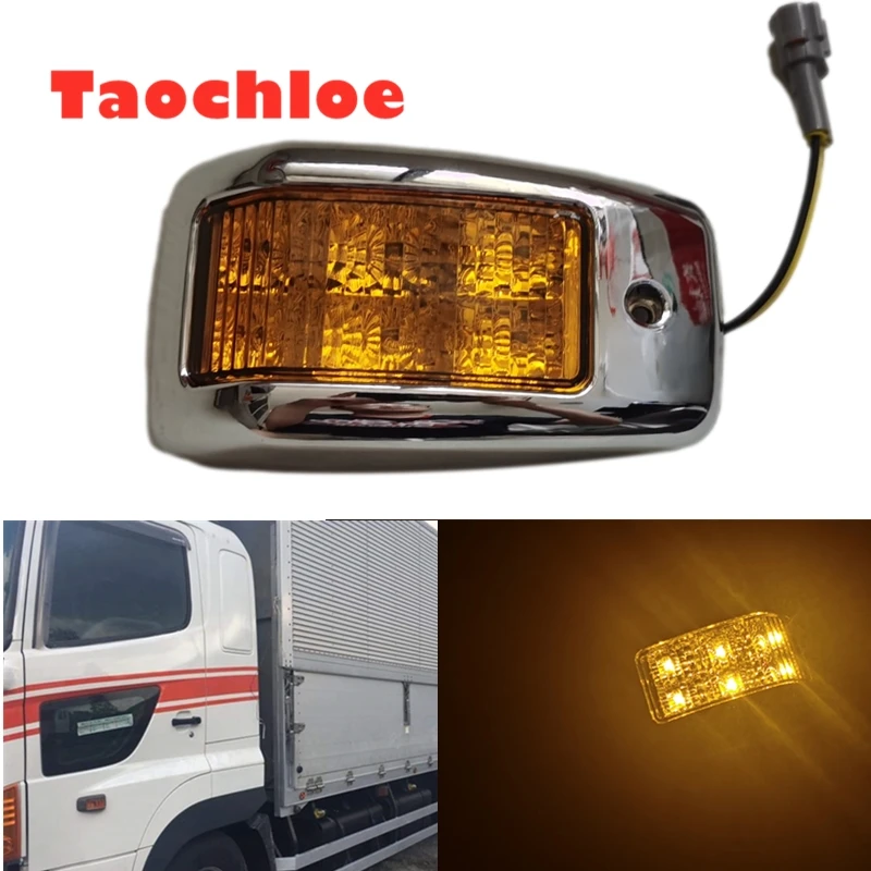 1pc Amber White LED plating turn Signal lights command lamp 24VLED corner lamp For Hino hino700 hino 300 500 truck