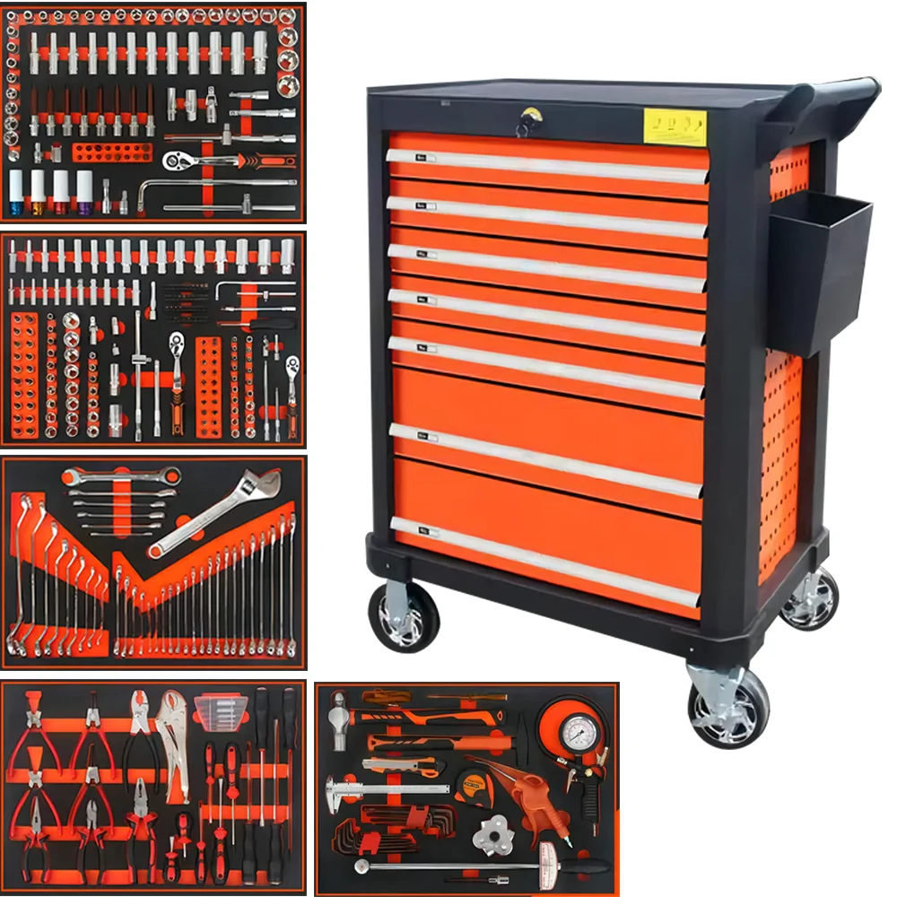 352 Pcs Tool Sets Rolling Box Heavy Duty Tool Chest 7 Drawers Tool Cabinet Cart Trolley