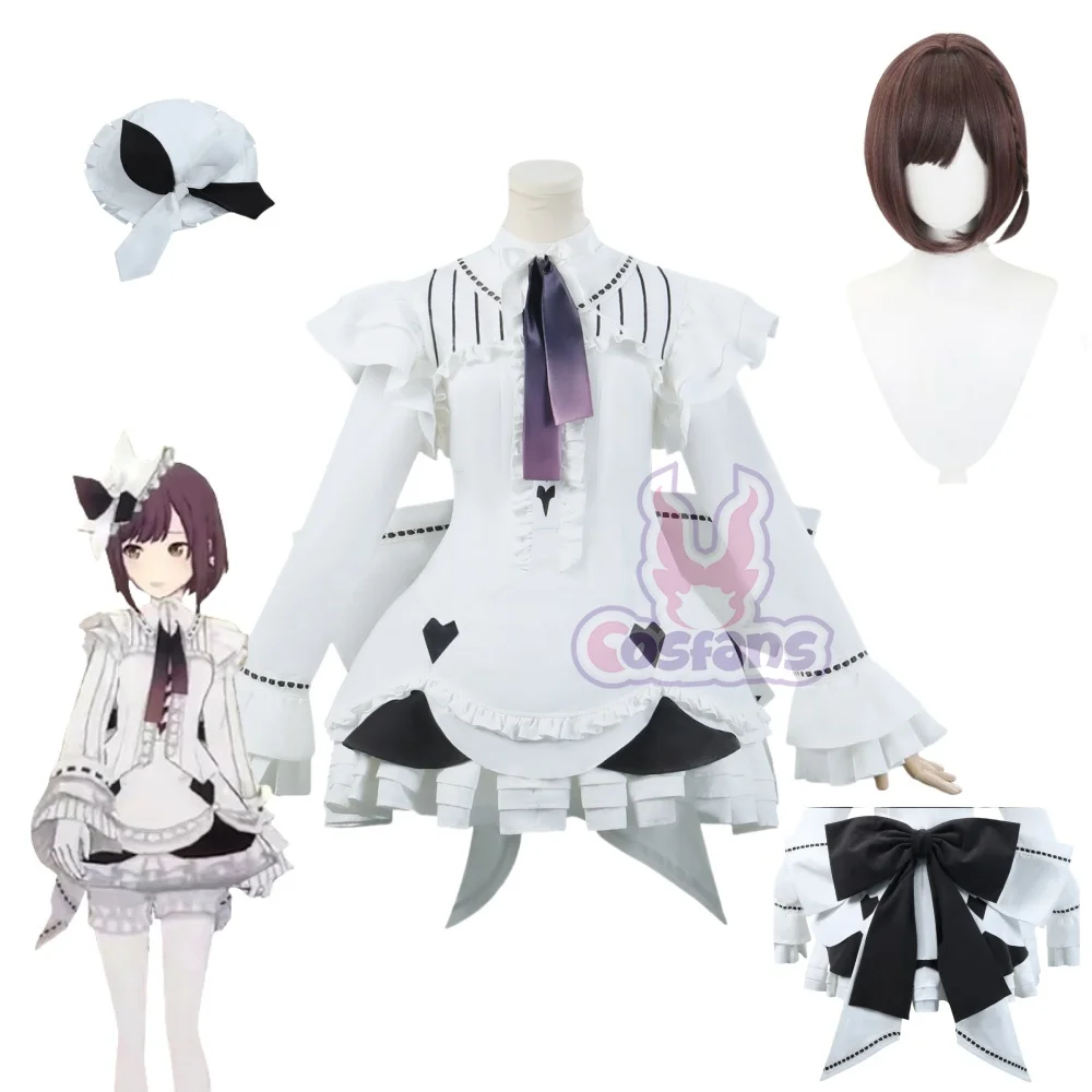 25-ji Nightcord PJSK 5th Cosplay Shinonome Ena Cosplay Costume Wig White Dress Hat Women Halloween Role play Game Customized