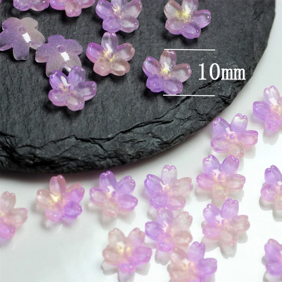 20 Stück glänzende blumenförmige 10mm Lampwork-Kristallglasperlen für Schmuckherstellung und DIY-Bastelarbeiten – Detail 2