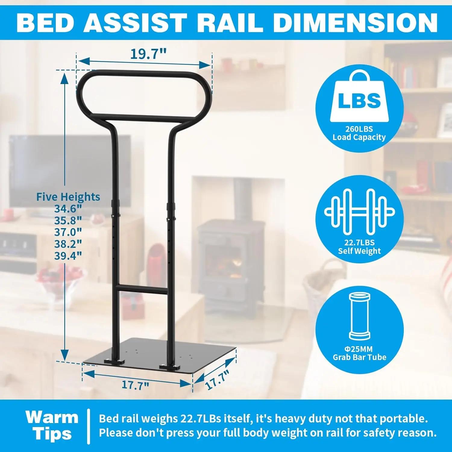Bed Rails For Elderly Adults Safety, Adjustable Bed Cane For Elderly, Heavy Duty Stand Assist Railing For Seniors, For Couch,