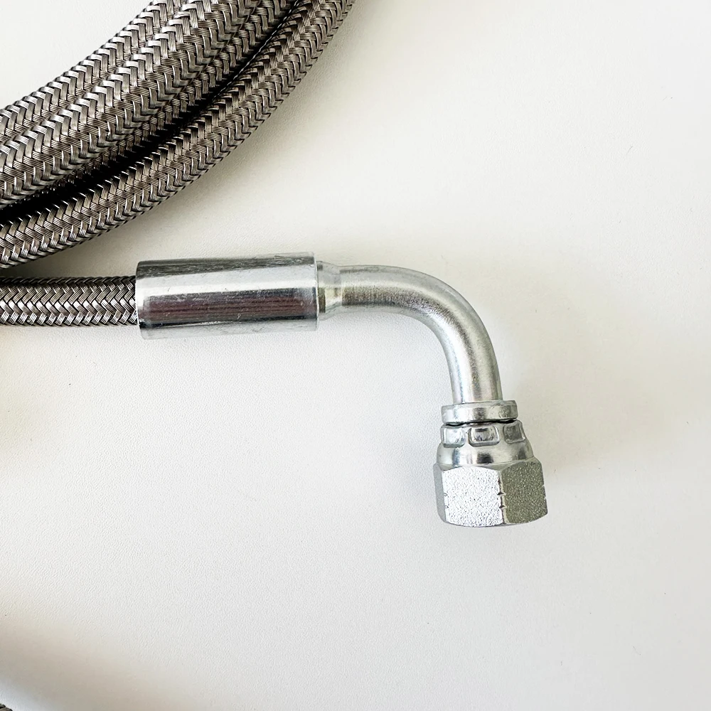 Turbo Feed Line Stainless Steel BraidedAN4 0-90°Straight Hose End Remote Oil Drain Return Line Flexible and Leakproof 30-500CM