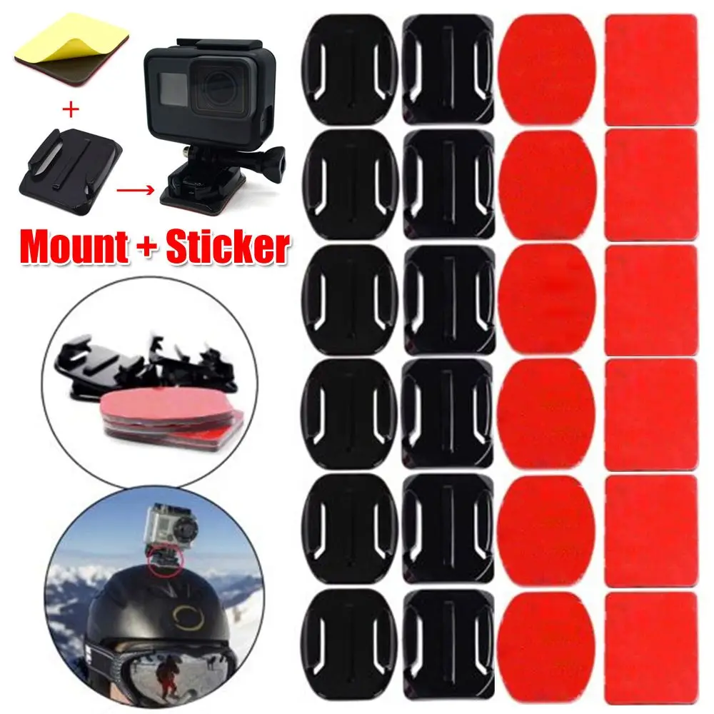 Nowa podstawa na kask uchwyt na aparat płaskie zakrzywione mocowania naklejka samoprzylepna Pad dla GoPro Hero Xiaomi Yi 4K