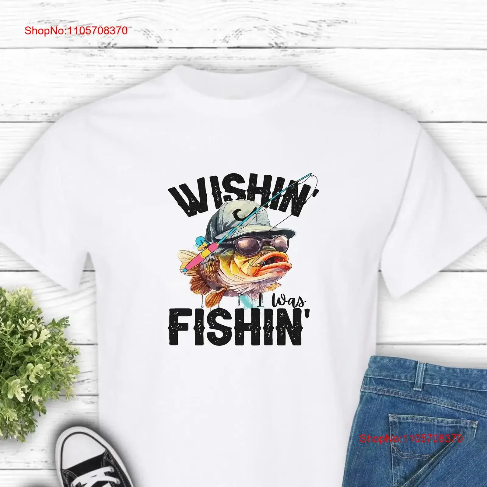 Fisherman's Dream T Shirt Fishing Wishin' I Was Fishin' Apparel Fisherman Cotton for Enthusiasts vintage Washed Casual graphic