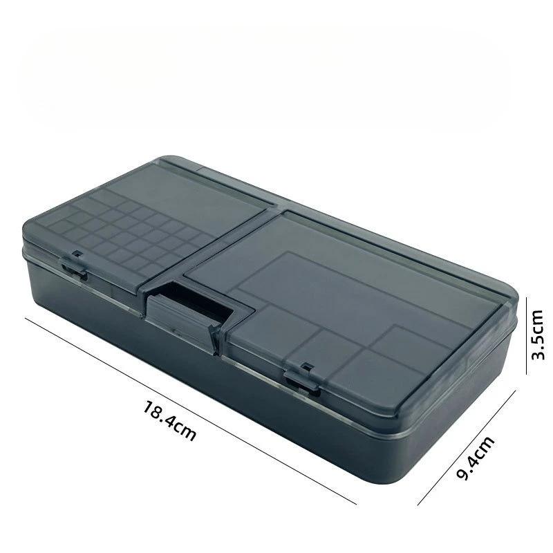 Caja de almacenamiento de componentes electrónicos de doble capa, color negro brillante, organizador de tornillos y accesorios para reparación de teléfonos 2