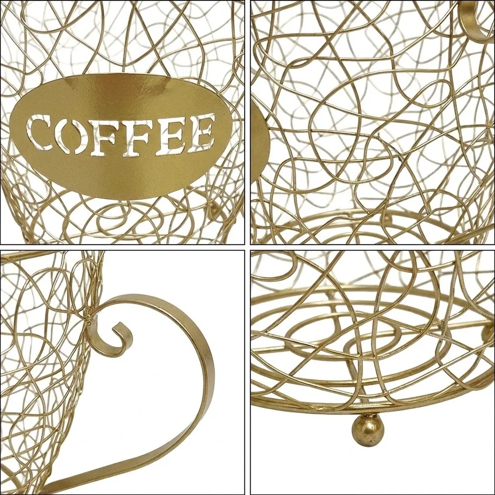 Spacious Iron Coffee Pod Stand with Uniform Wire Design Promoting Air Circulation and Reducing Condensation Risks
