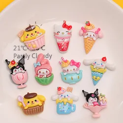 10PCS Kawai bright surface Cat Dessert Ice Cream Resin Flat Back Scrapbook DIY Jewelry Hairpin Headrope Decoration Crafts A3