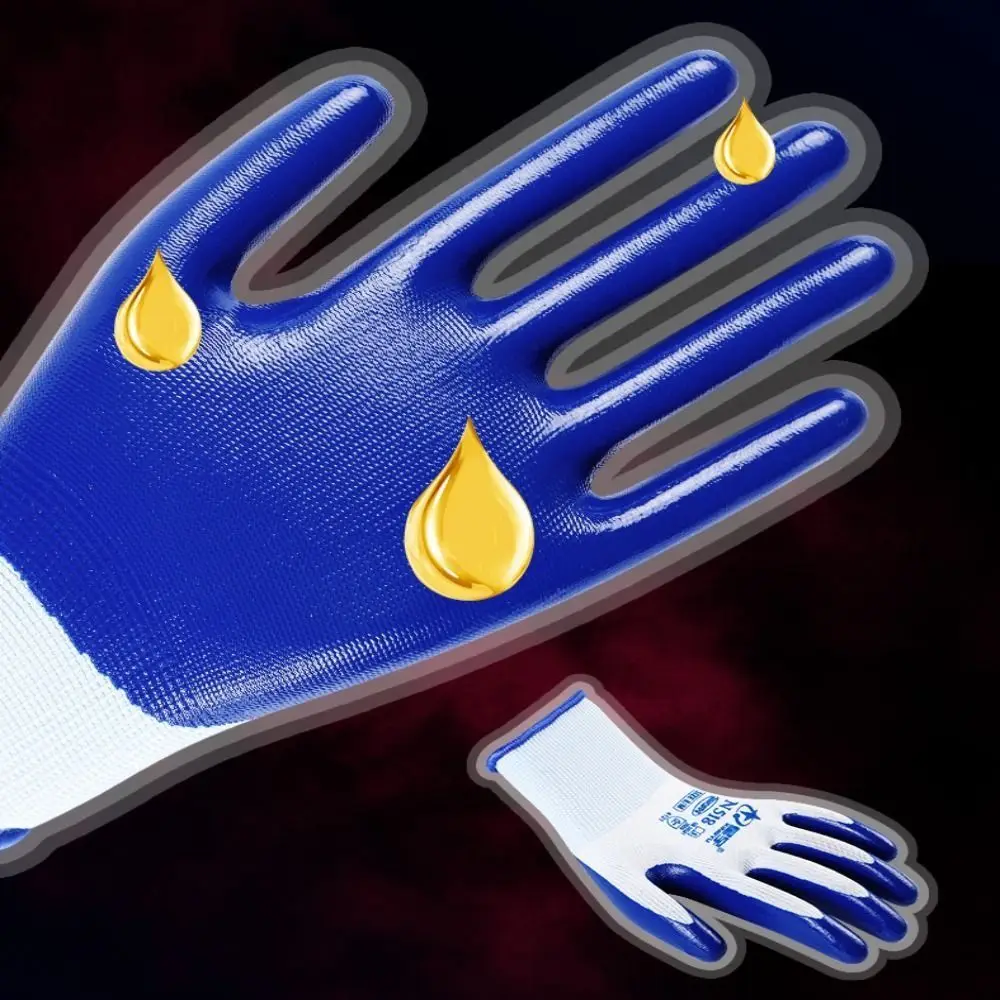 

12 пар защитных рабочих перчаток для рыбалки, промышленные перчатки с нитриловым покрытием, износостойкие противоскользящие латексные перчатки