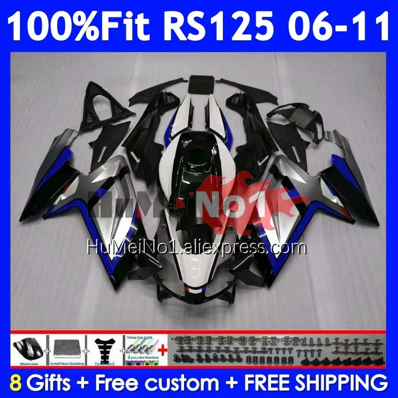 Injection For Aprilia RS-125 RSV125 R RS125 06 07 08 09 10 11 312No.45 RS 125 2006 2007 2008 2009 2010 2011 Fairing Silver blue