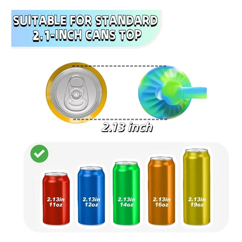 WORTHOWN-Paquete de 4 tapas de latas de refrescos con pajita, cubiertas de latas de refrescos de silicona, cubiertas de latas, cubiertas de latas reutilizables para refrescos, coca cola, cerveza, jugo