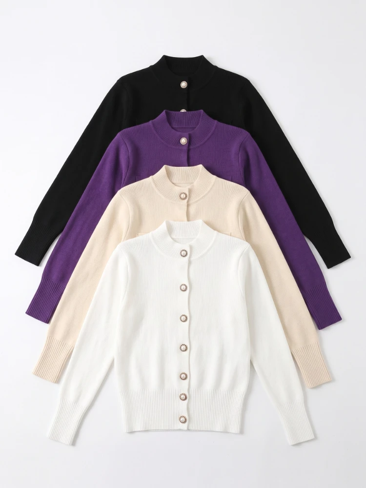 2026 Autumn Fashion Long Sleeve Women Cardigans Sweater Knitted Coat Short Casual Single Breasted Korean Slim Chic Ladies Tops