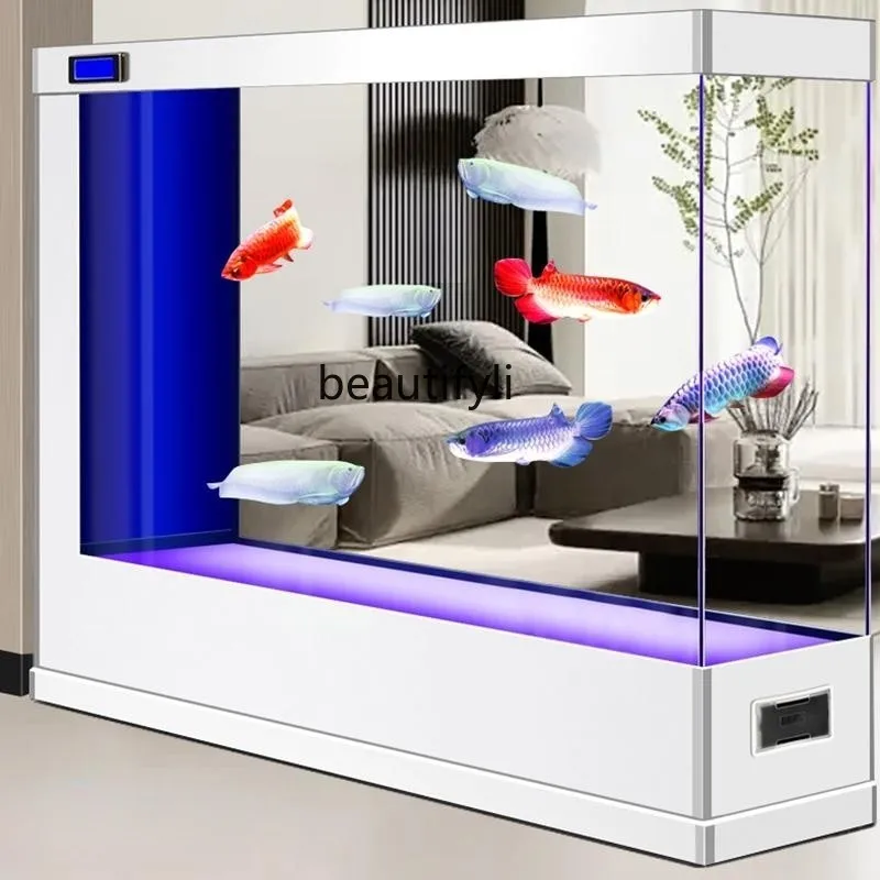 Glass fish tank living room new screen partition wall floor aluminum alloy aquarium ecological water free