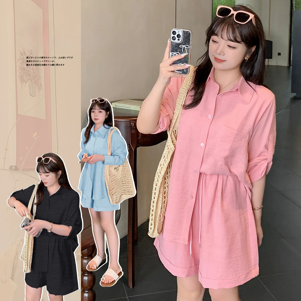 

Loose Fit Short Sets for Women, Casual Two-Piece Set with Short Sleeve Shirt and Shorts, Suitable for Outdoor and Travel