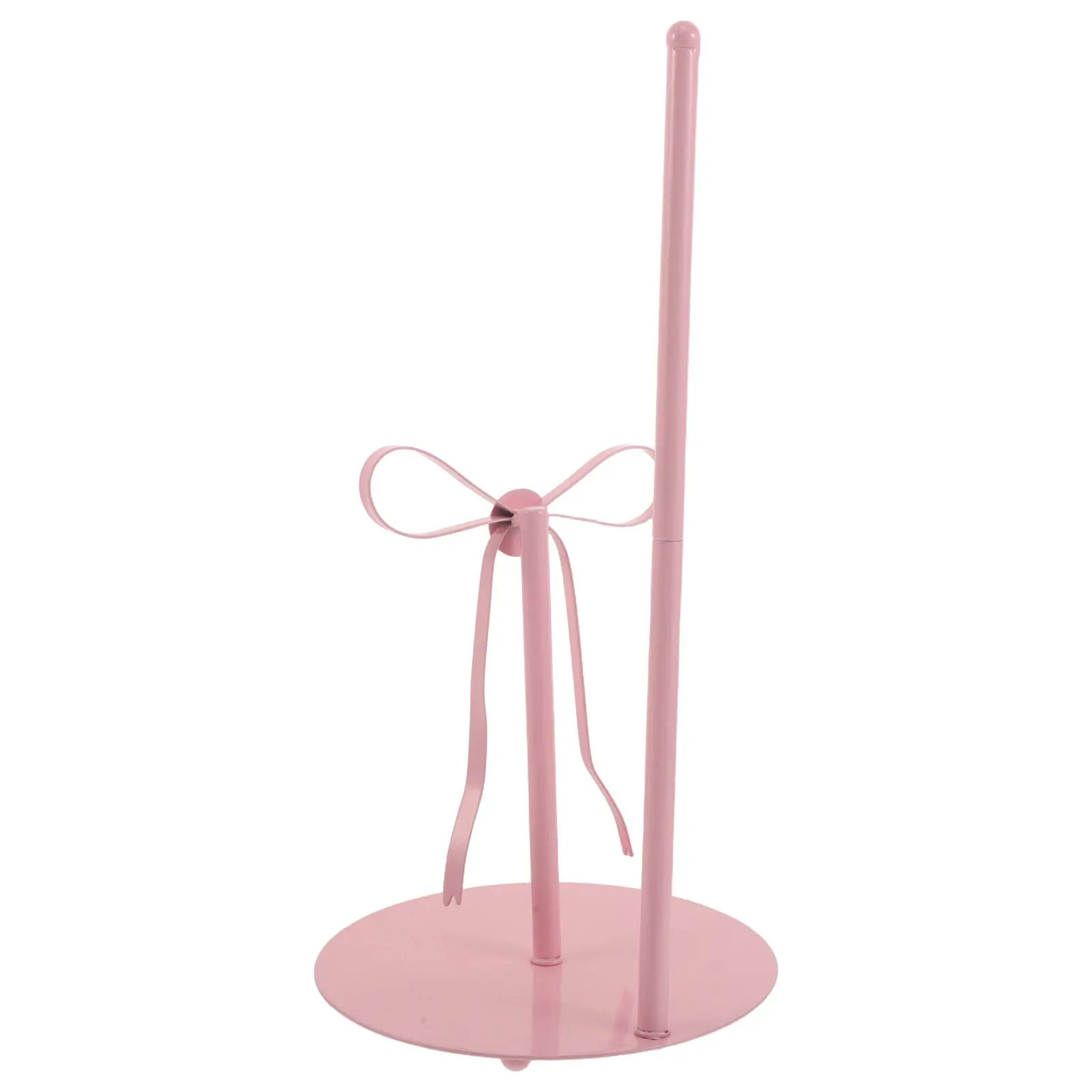 Pink Bow Paper Towel Holder Metal Standing Roll Rack Countertop Organizer for Kitchen Bathroom