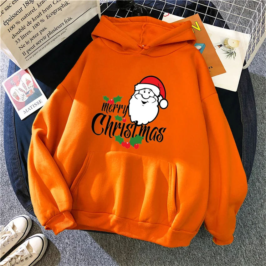 Fashion Womens Hoodie Santa Claus Printed Funny Hoodies Women Streetwear Pullover Harajuku Sweatshirt Oversized Clothes Unisex