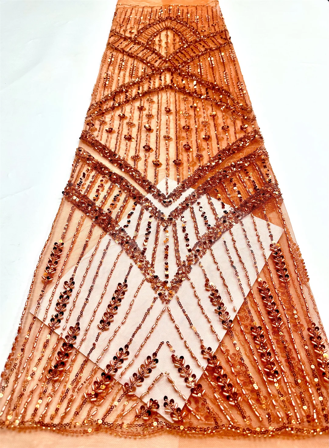 قماش دانتيل مطرز فاخر شبكة أفريقية عالية الجودة مع ترتر لخياطة حفلات الزفاف 2026 قماش عصري #5