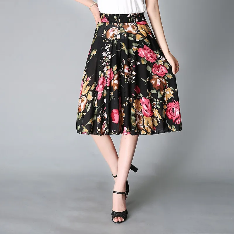 

Легкие летние брюки-юбка из ледяного шелка с эластичным поясом и высокой талией для женщин среднего и старшего возраста: удобные повседневные брюки с широкими штанинами