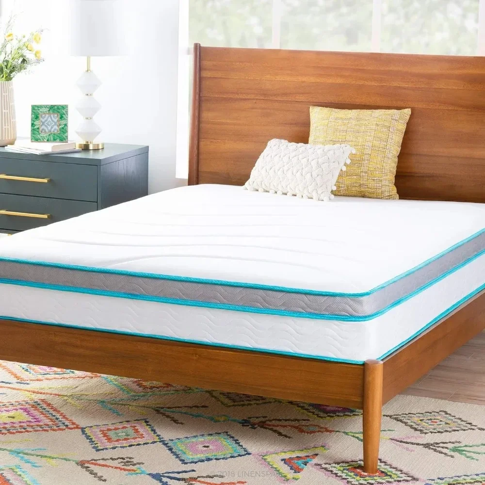 8 Inch Memory Foam and Spring Hybrid Mattress Bed in a Box - Quality Comfort and Adaptive Support  Breathable Cooling