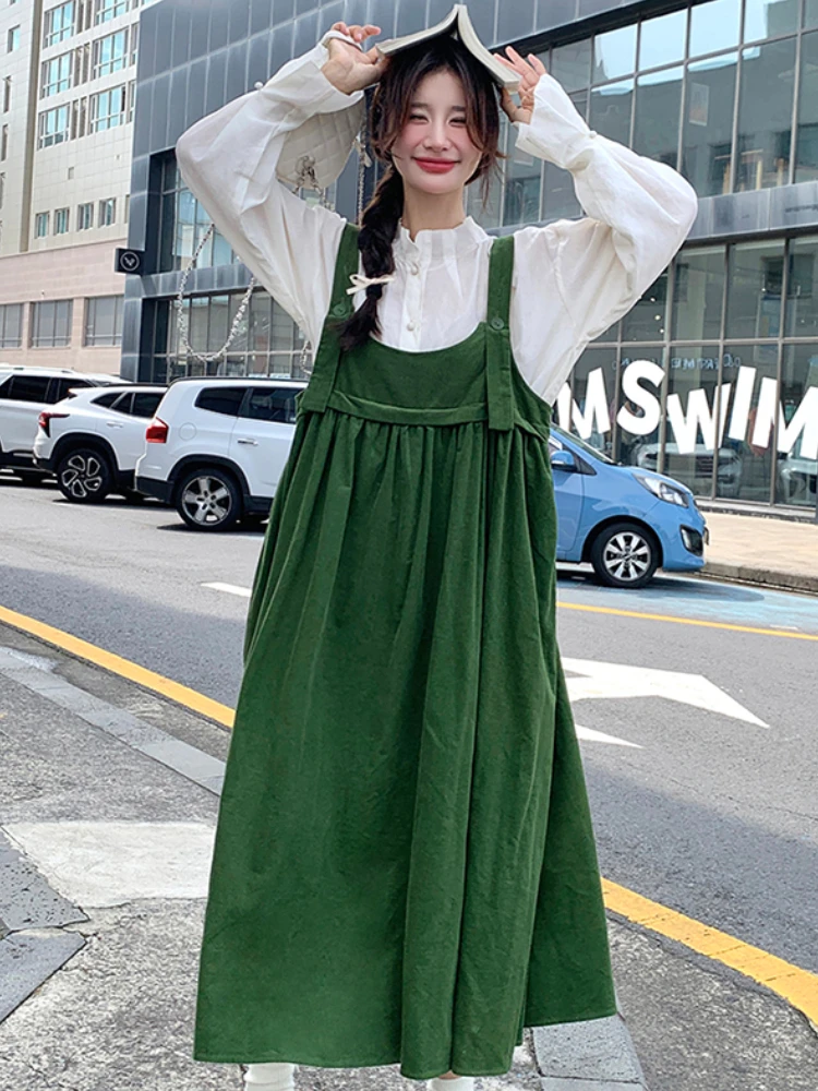 女性用ノースリーブルーズカジュアルドレス,オールマッチコーデュロイクリーンフィット,プレッピー原宿ストリートウェア,優しいデザイン