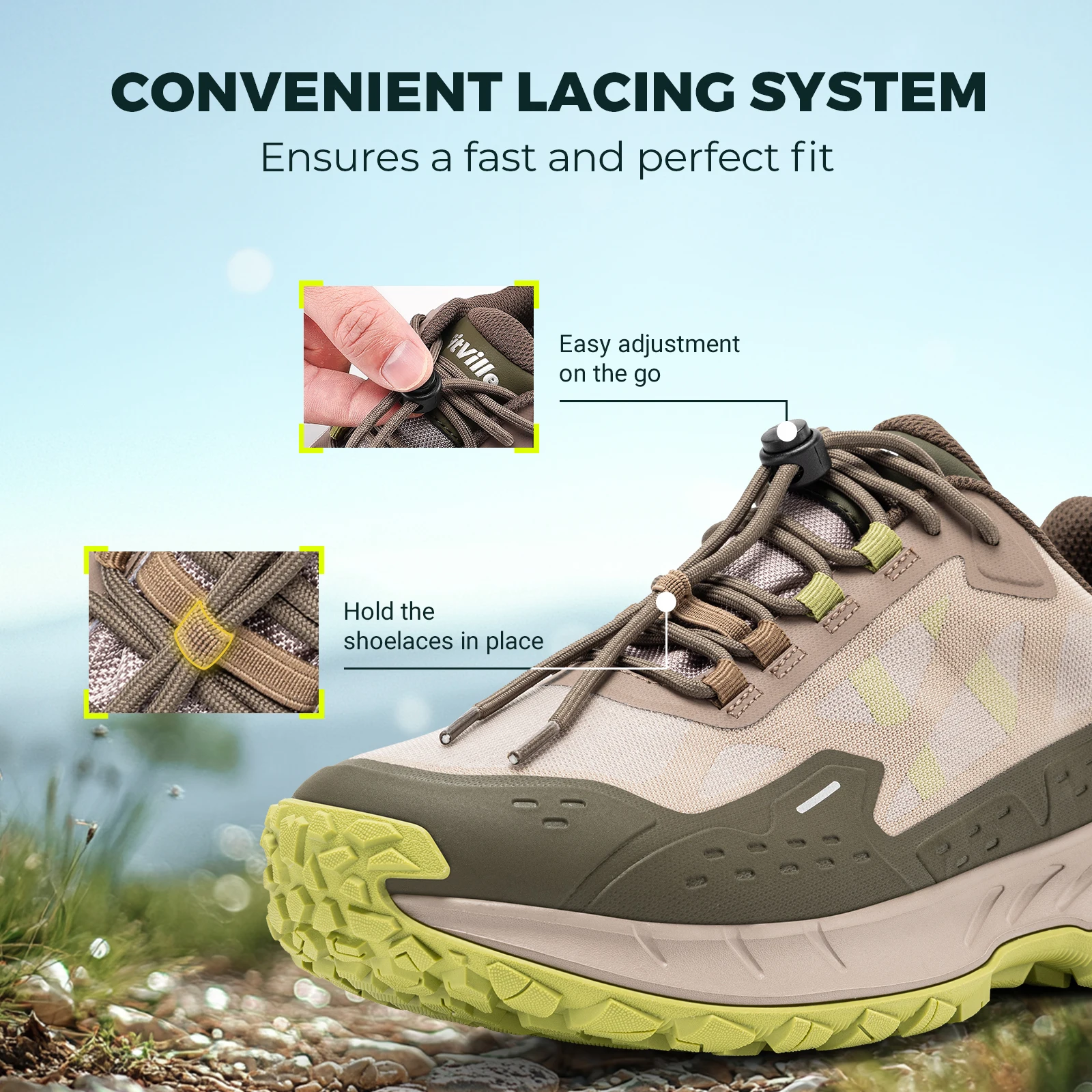 FitVille Men'S Wide Waterproof All-Terrain Hiking Trekking Shoes, Slip-Resistant Quick Lace Walking Trainers, Comfort Outdoor Sneakers For Travel, Camping, Running, Wide Feet & All Day Standing
