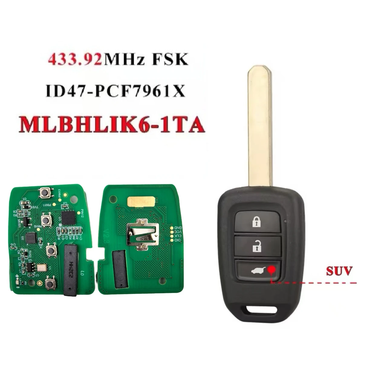 Jingxin 2/3/4BT MLBHLIK6-1TA/MLBHLIK6-1T PCF7961X ID47Chip Fernbedienung Autoschlüssel für Honda 2013-2015 CRV 2013-2017 Accord Civic – Detail 8
