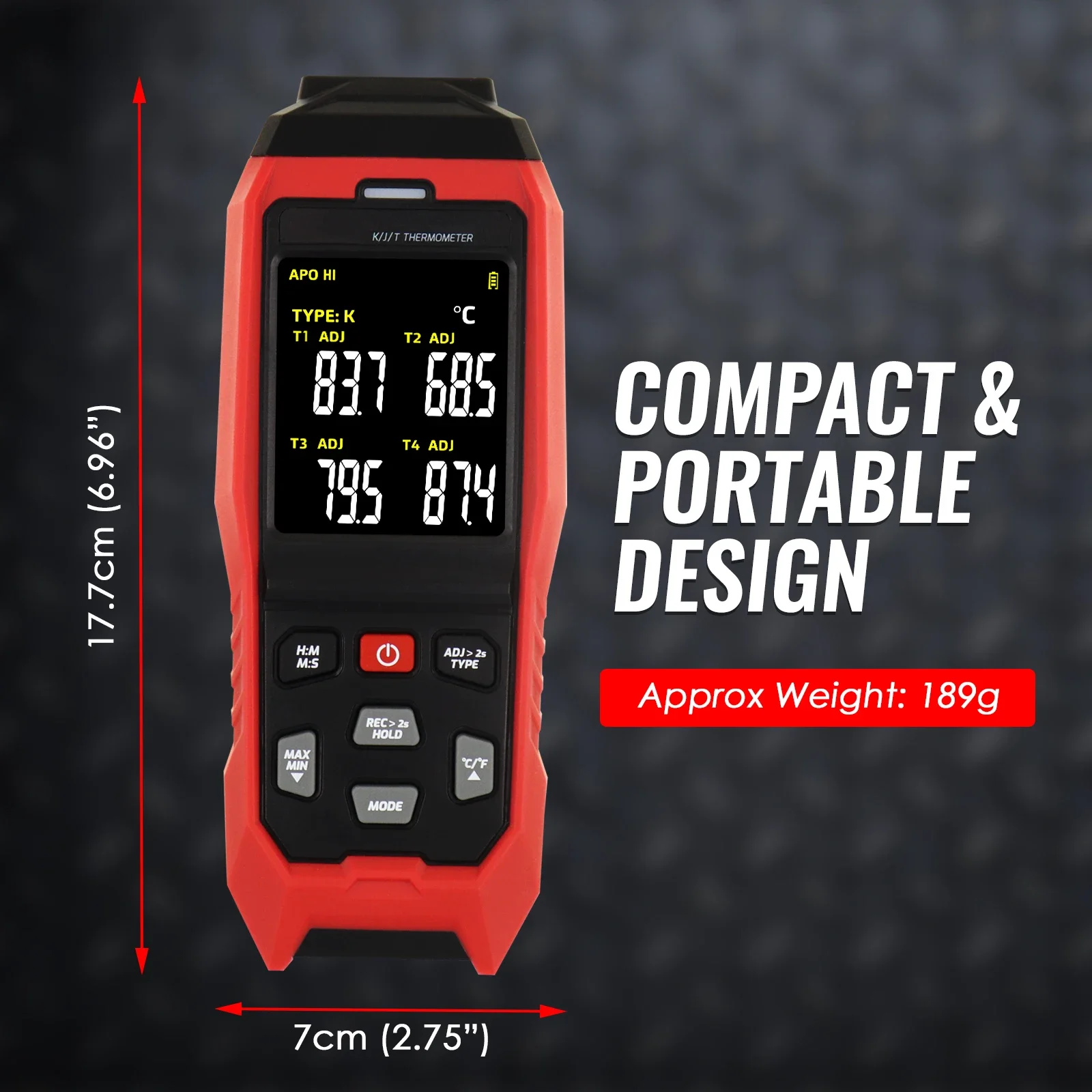 4-Channel Thermocouple Thermometer K/J/T Type Digital Temperature Data Logger USB PC Software Meter -200°C To 1372°C