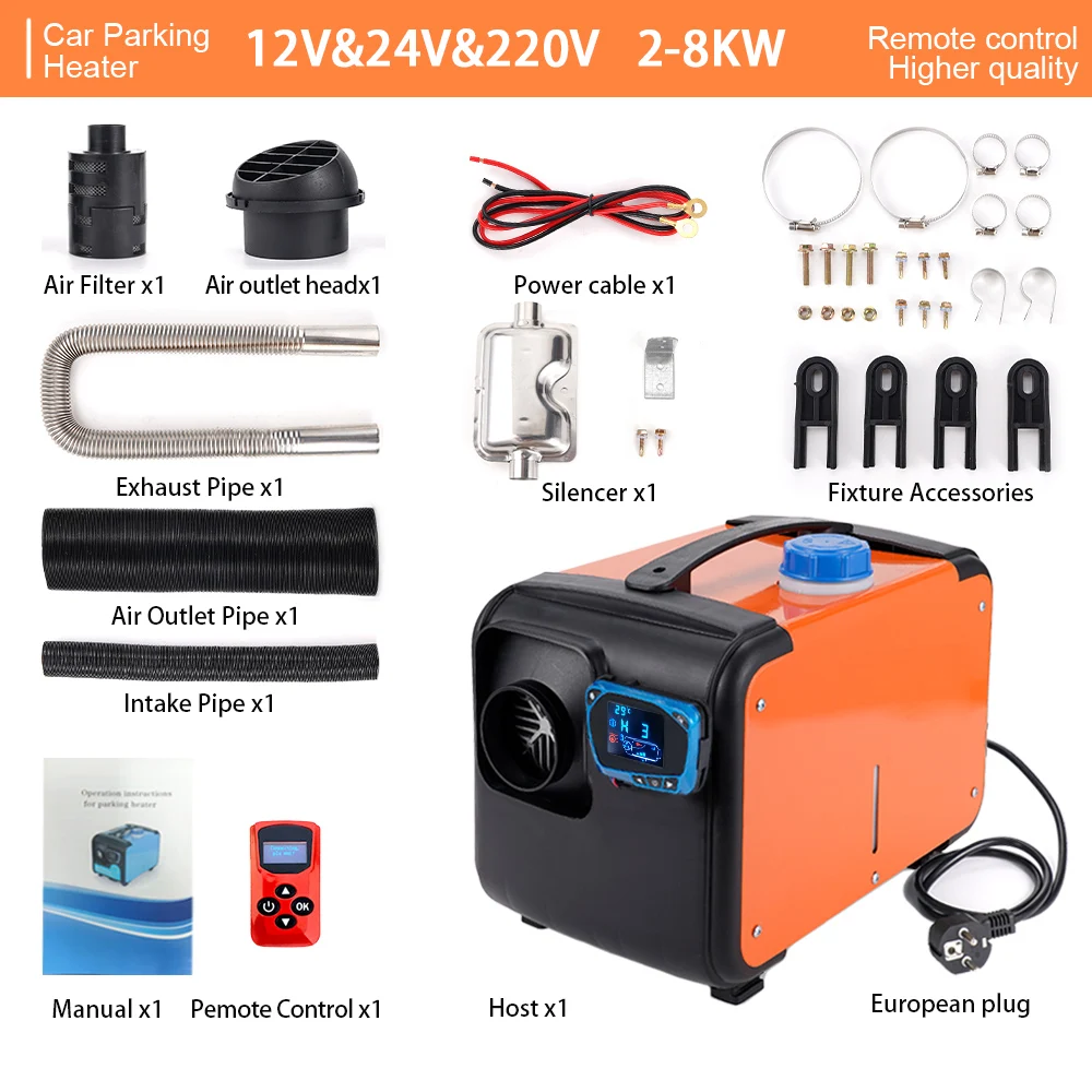 2KW--8KW 12V 24V 220V Podwójny pilot zdalnego sterowania/konwencjonalny pilot zdalnego sterowania Ulepszona nagrzewnica postojowa 3 w 1 z silnikiem