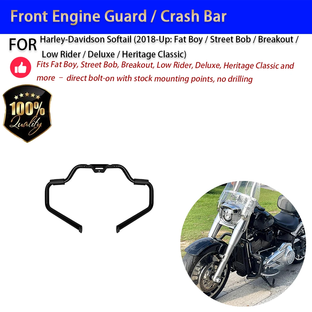 For Harley Softail 2018-Up Engine Guard Crash Bar Fat Boy Street Bob No-Drill Accesorios Moto
