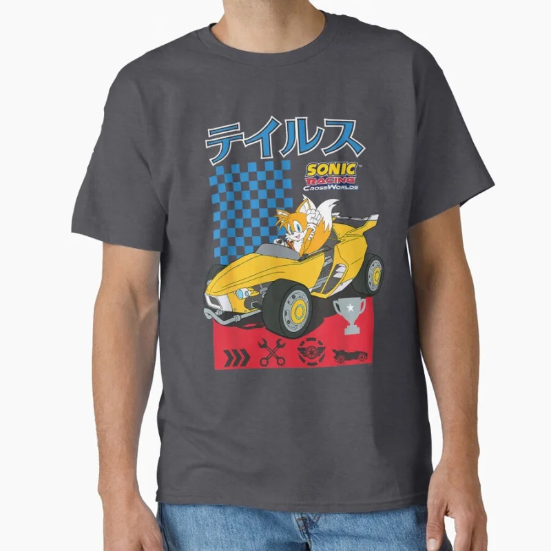 سونيك سباق CrossWorlds الظل القنفذ هدية تي شيرت للرجل بلوزات كبيرة الحجم أنيمي الجرافيك طباعة Y2k الملابس الكرتون المحملة #2