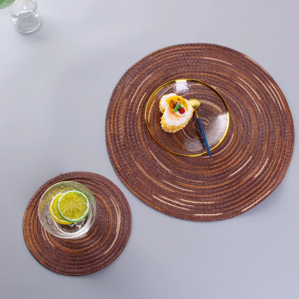 

2pcs Round 18Cm Heat Resistant Placemat Hand-Woven Cotton Table Mat For Cup Plate Pot Cutlery Anti-Scratch Home