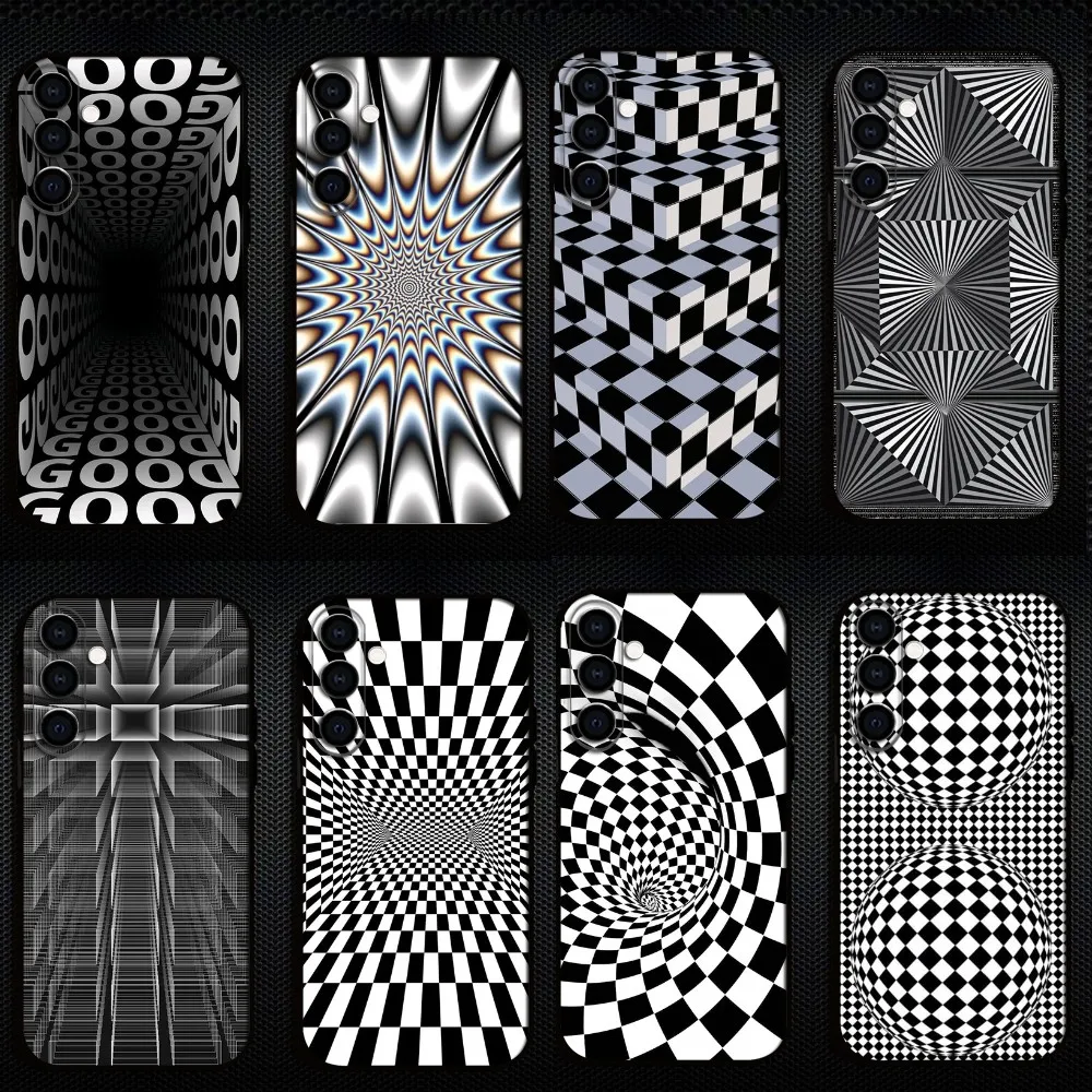 

Op Art - Inspired Geometric Maze Phone Case For Samsung Galaxy A73/A72/A71/A70/A53/A52/A51/Others Soft Black Shell